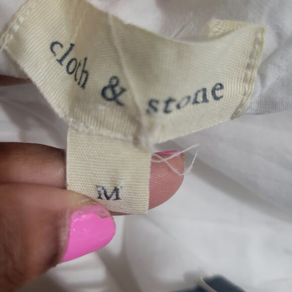 Cloth Stone One Shoulder Dress White Mini Shift Ruffle Textured Cotton Medium - Picture 7 of 14